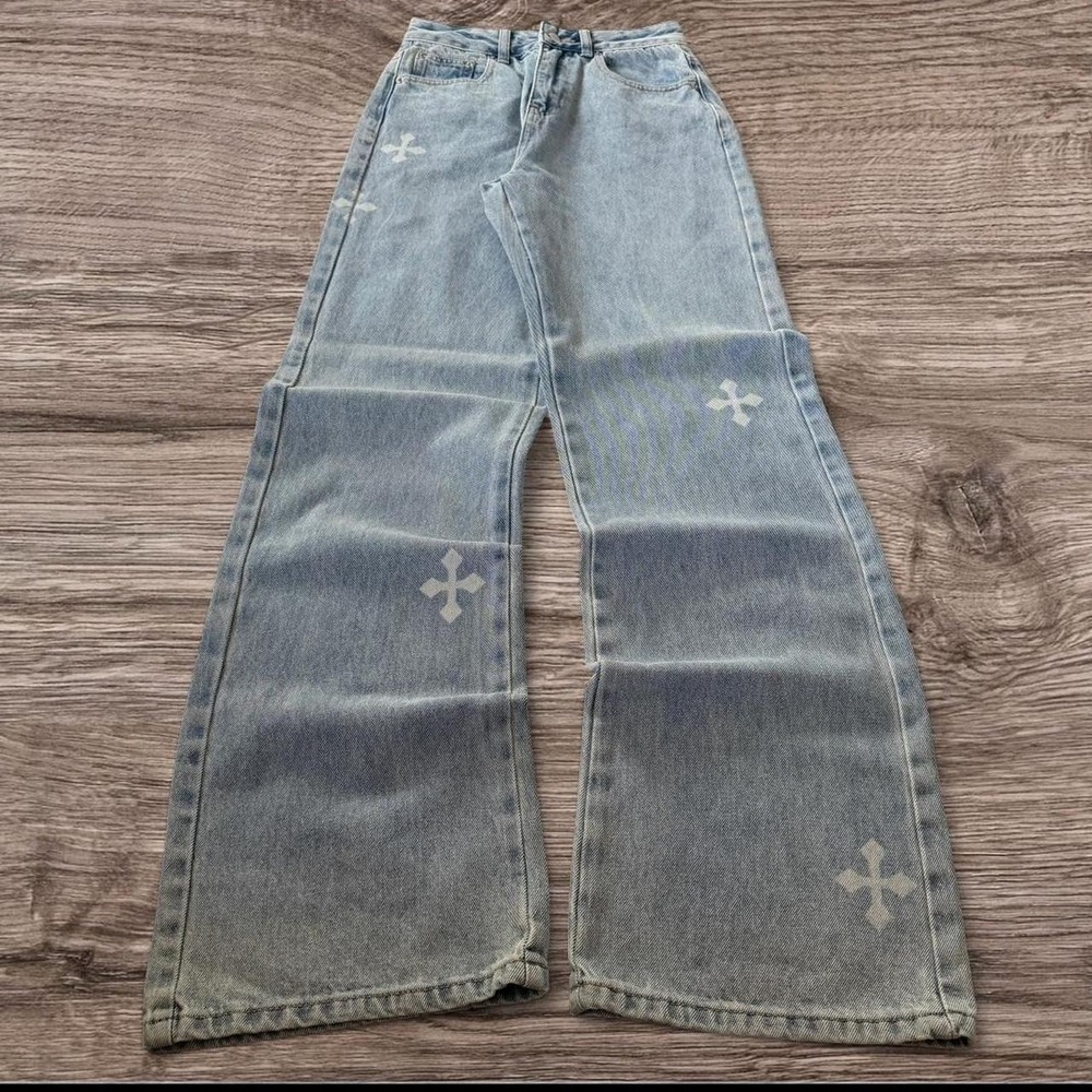 25x30 Blue Baggy Wide Leg Skater 2000s Jeans Y2K Vintage